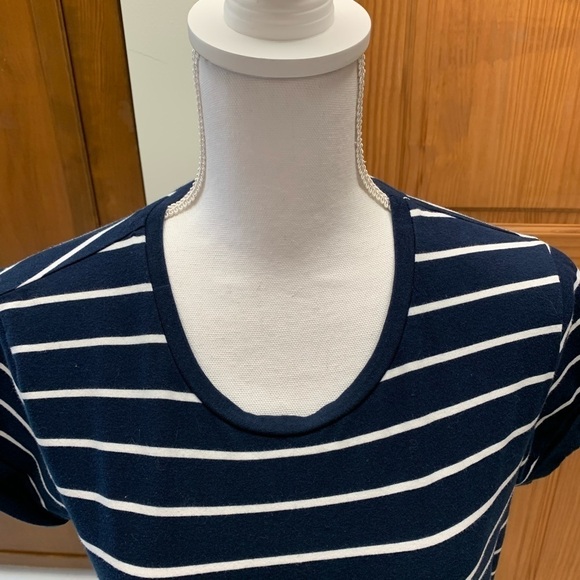 Lulu’s Cafe Society navy striped T shirt mini dress medium coastal chic - Picture 3 of 6